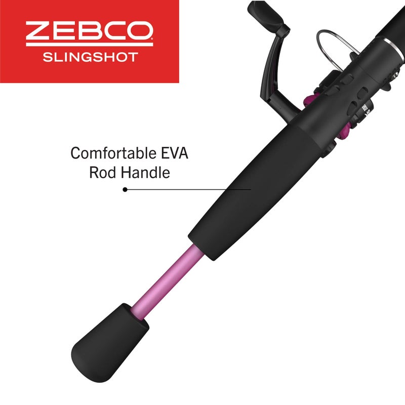 Zebco Slingshot Spinning Reel and Fishing Rod Combo, 5-Foot 6-Inch 2-Piece Fishing Pole, Size 20 Reel, Changeable Right- or Left-Hand Retrieve, Pre-Spooled with 8-Pound Zebco Cajun Line, Purple - Image 5